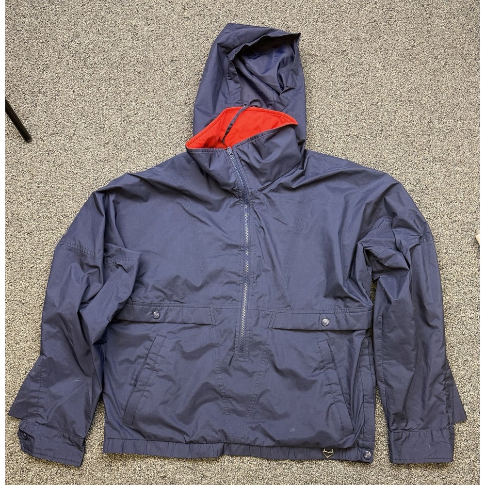 Obermeyer Ski Jacket Stow-away Hood 1/2 zip Navy Gore-tex hard shell Medium